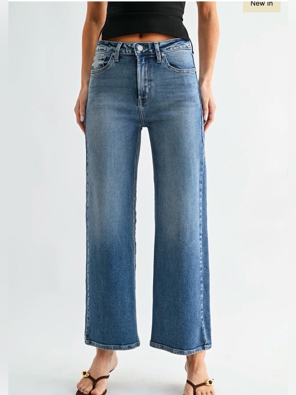 Just Black Denim High Rise Wide Leg in Mid Blue size 25 - Picture 2 of 9